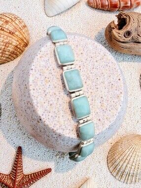 BLUE LARIMAR LINK BRACELET RHODIUM OER STERLING SILVER
